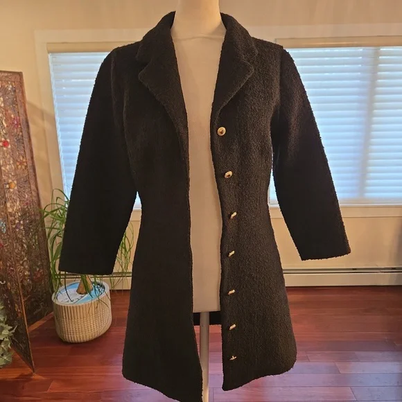 Petite And So What Wool Cotton Textured Tailored Fit & Flare Coat Size 34 Size 2